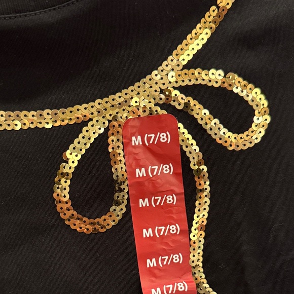 Members Only Black Shirt with Gold Sequin Bow - Picture 3 of 4